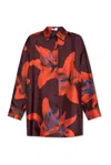 Alexander Mcqueen Silk Twill Pyjama Shirt With Flame Lily Print