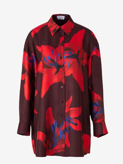 Alexander Mcqueen Printed Satin Shirt In Red