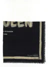 Alexander Mcqueen Logo Print Wool Scarf In Black