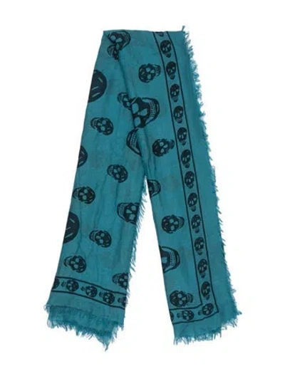 Pre-owned Alexander Mcqueen Printed Scarf In Blue