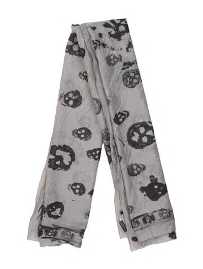Pre-owned Alexander Mcqueen Printed Scarf In Gray