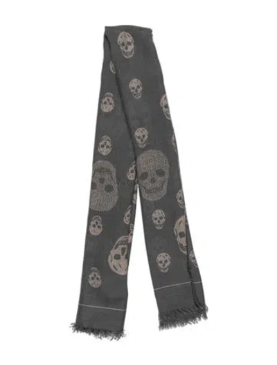Pre-owned Alexander Mcqueen Printed Scarf In Gray