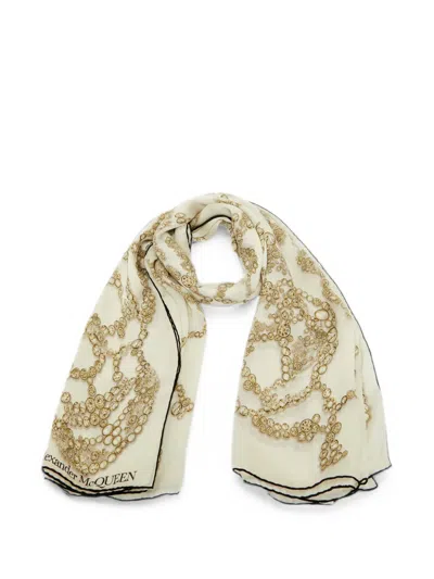 Pre-owned Alexander Mcqueen Printed Scarf In Neutral