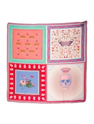 Pre-owned Alexander Mcqueen Printed Scarf In Pink