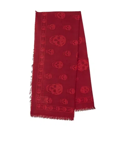 Alexander Mcqueen Printed Scarf In Red