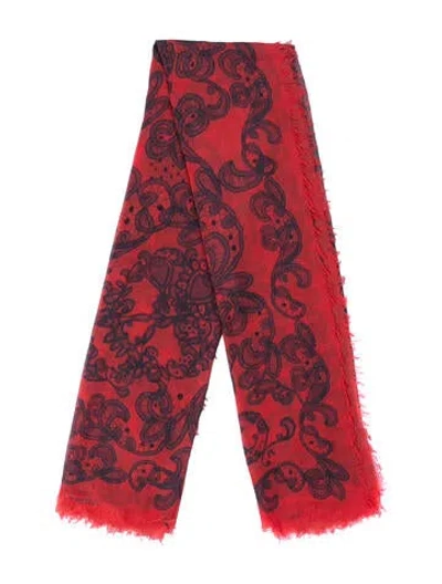 Pre-owned Alexander Mcqueen Printed Scarf In Red