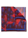 Alexander Mcqueen Classic Skull And Lily Silk Chiffon Scarf In Red