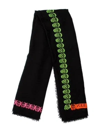 Pre-owned Alexander Mcqueen Printed Scarf W/ Tags In Black
