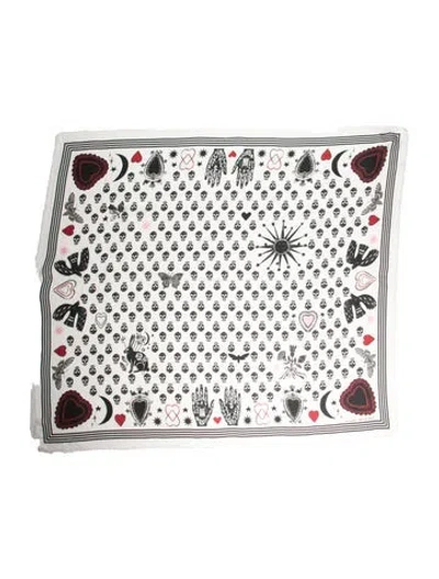Pre-owned Alexander Mcqueen Printed Scarf W/ Tags In Neutral