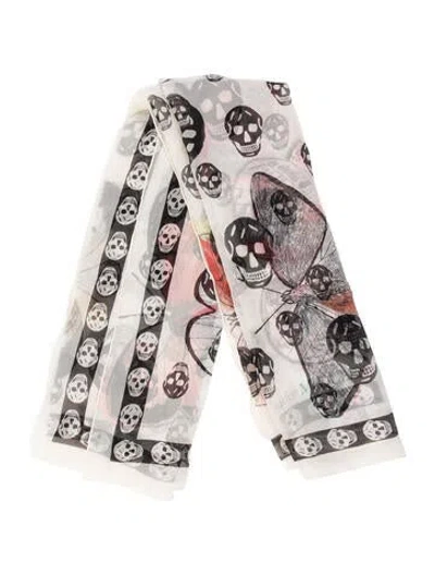 Pre-owned Alexander Mcqueen Printed Scarf In White