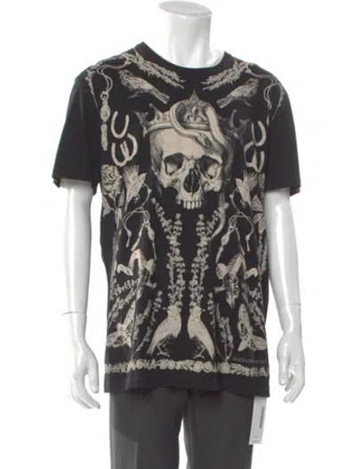 Pre-owned Alexander Mcqueen Printed Scoop Neck T-shirt In Black