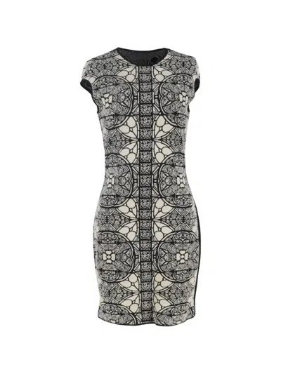 Pre-owned Alexander Mcqueen Printed Short-sleeves Mini Dress In Black