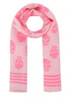 Alexander Mcqueen Light Pink Printed Silk Foulard Scarf