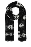 Alexander Mcqueen Printed Silk Foulard In Black