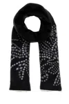 Alexander Mcqueen Crystal Sunflower Scarf In Black