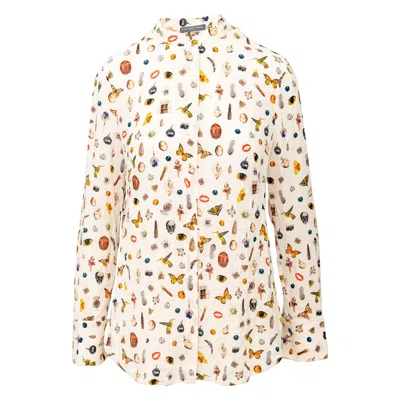Pre-owned Alexander Mcqueen Printed Silk Shirt - '10s In White