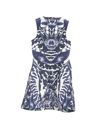 Pre-owned Alexander Mcqueen Printed Sleeveless Mini Dress In Blue