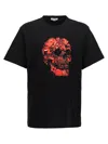 Alexander Mcqueen Wax Flower Skull Printed T-shirt In Black