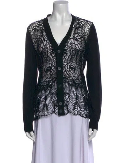 Pre-owned Alexander Mcqueen Printed V-neck Sweater In Black