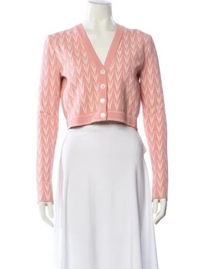 Pre-owned Alexander Mcqueen Printed V-neck Sweater In Pink