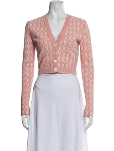 Pre-owned Alexander Mcqueen Printed V-neck Sweater In Pink