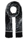Alexander Mcqueen Printed Wool Scarf In Black