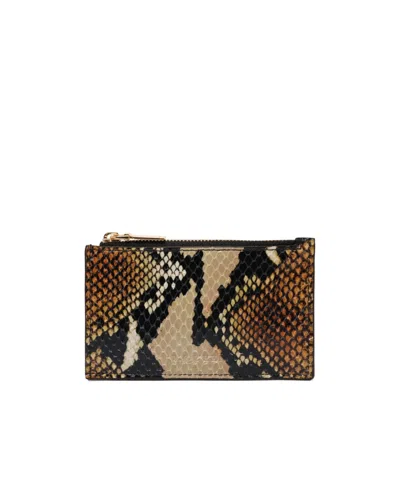 Alexander Mcqueen Printed Zipped Card Holder In Black