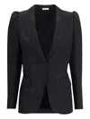 Alexander Mcqueen Tailored Jacket With Notched Lapels And Padded Shoulders In Black