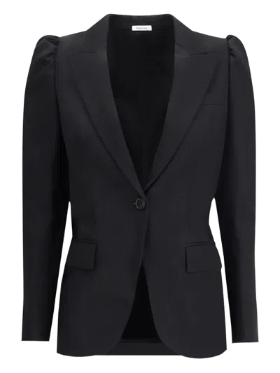 ALEXANDER MCQUEEN PUFF-SHOULDER SINGLE-BREASTED BLAZER