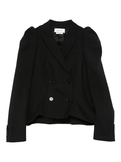 Alexander Mcqueen Puff-sleeve Double-breasted Jacket In Black