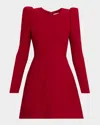Alexander Mcqueen Puff-sleeve Leaf Crepe Mini Dress In Red
