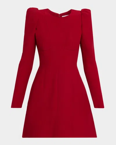 Alexander Mcqueen Puff-sleeve Leaf Crepe Mini Dress In Red