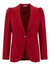 Alexander Mcqueen Puff-sleeve Single-breasted Blazer In Red