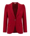 Alexander Mcqueen Puff-sleeve Single-breasted Blazer In Red