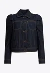 Alexander Mcqueen Puffed-shoulder Denim Jacket In Blue