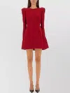 Alexander Mcqueen Puffed Shoulder Long Sleeve A-line Dress In Red