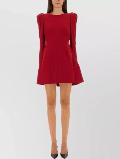 ALEXANDER MCQUEEN PUFFED SHOULDER LONG SLEEVE A-LINE DRESS