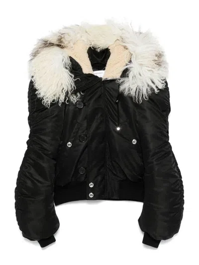 Alexander Mcqueen Shearling-collar Bomber Jacket In Black