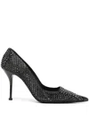 Alexander Mcqueen 90 Sequined Suede Pumps In Black