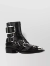 ALEXANDER MCQUEEN PUNK ANKLE BOOTS WITH METAL DETAIL AND BUCKLE STRAPS