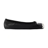 Alexander Mcqueen Black Ballet Flats With Metallic Toe In Smooth Leather Woman