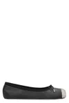 Alexander Mcqueen Black Ballet Flats With Metallic Toe In Smooth Leather Woman