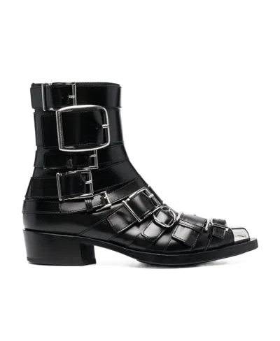 ALEXANDER MCQUEEN ALEXANDER MCQUEEN BUCKLE DETAILED ANKLE BOOTS