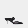 Alexander Mcqueen Mesh And Leather Mules In Black