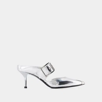 ALEXANDER MCQUEEN PUNK BUCKLE PUMPS - ALEXANDER MCQUEEN - GREY - LEATHER