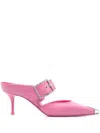 Alexander Mcqueen Pink Pink Punk Buckled Leather Mules In Pink