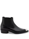 ALEXANDER MCQUEEN PUNK CHELSEA LEATHER BOOTS FOR MEN | BLACK STRETCH DESIGN WITH SILVER-TONE HARDWARE