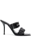 Alexander Mcqueen Alexander Mc Queen Punk Double Buckle Leather Sandals In Black