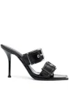 Alexander Mcqueen Alexander Mc Queen Punk Double Buckle Leather Sandals In Black