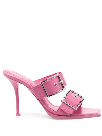 ALEXANDER MCQUEEN PUNK DOUBLE BUCKLE LEATHER SANDALS